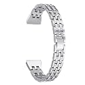 38/40 MM Diamond Bling Metal Band Stainless Steel Replaceable Strap Bracelet Compatible with Apple Watch iWatch Series SE/6/5/4/3/2/1 (Silver)
