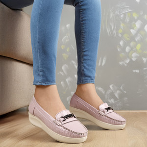 Deals4you Women Soft Comfortable Slip-On Buckle Loafers