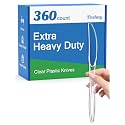 Dealusy 360 Count Extra Heavy Duty Clear Plastic Knives Disposable