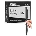 Dealusy 360 Count Extra Heavy Duty Black Plastic Knives Disposable