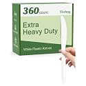 Dealusy 360 Count Extra Heavy Duty White Plastic Knives Disposable
