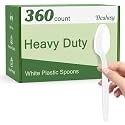Dealusy 360 Count White Plastic Spoons Disposable