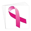 dealzEpic - Pink Ribbon Stickers Breast Cancer Awareness Symbol - Self Adhesive Peel and Stick Vinyl Decal - 3.9 x 2 inches | Pack of 4 Pcs