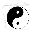 dealzEpic - Round Yin and Yang Symbol Sign - Self Adhesive Peel and Stick Vinyl Decal/Bumper Sticker - 3.94 inches in Diameter | Pack of 4 Pcs