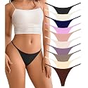 DEANGELMON Seamless G-string Thongs for Women - No Show Thong Underwear Low Rise Stretch Panties Workout Pack
