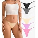DEANGELMON Seamless G-string Thongs for Women - No Show Thong Underwear Low Rise Stretch Panties Workout Pack