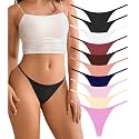 DEANGELMON Seamless G-string Thongs for Women - No Show Thong Underwear Low Rise Stretch Panties Workout Pack