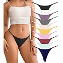 DEANGELMON Seamless G-string Thongs for Women - No Show Thong Underwear Low Rise Stretch Panties Workout Pack