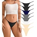 DEANGELMON Seamless G-string Thongs for Women - No Show Thong Underwear Low Rise Stretch Panties Workout Pack