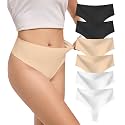 DEANGELMON Seamless G-string Thongs for Women - No Show Thong Underwear High Waist Stretch Panties Workout E-6 Pack X-Small