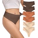 DEANGELMON Thongs for Women Seamless Womens Underwear Pack No Show Breathable Panties X-Small