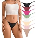 DEANGELMON Seamless G-string Thongs for Women - No Show Thong Underwear Low Rise Stretch Panties Workout Pack