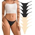 DEANGELMON Seamless G-string Thongs for Women - No Show Thong Underwear Low Rise Stretch Panties Workout Pack