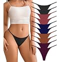 DEANGELMON Seamless G-string Thongs for Women - No Show Thong Underwear Low Rise Stretch Panties Workout Pack