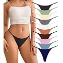 DEANGELMON Seamless G-string Thongs for Women - No Show Thong Underwear Low Rise Stretch Panties Workout Pack