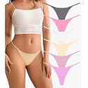 DEANGELMON Seamless G-string Thongs for Women - No Show Thong Underwear Low Rise Stretch Panties Workout Pack