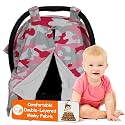 Dear Baby Car Seat Canopy 40”x30” Soft Lightweight Fabric – Pink/White Camo