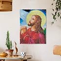 DEAR MODEL Latch Hook Craft Kit Large for Beginners, Embroidery Latch Hook Rug with pre-Printed Pattern DIY Crafting Arts,43.3X29.5in (Light of Jesus)