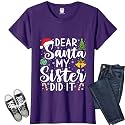 Dear Santa My Sister Did It Funny Christmas Matching Xmas Shirt for Youth Boys Girls Kids Toddler Son Daughter
