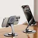 DEARART Grey Cell Phone Stand, 360° Adjustable Phone Stand for Desk, Foldable Phone Holder Fully Carried Easily, Disc Base