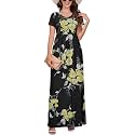 DEARCASE Maxi Dress for Women Short Sleeve Casual Summer Loose Plain Comfy Long Dresses with Pockets