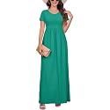 DEARCASE Maxi Dress for Women Short Sleeve Casual Summer Loose Plain Comfy Long Dresses with Pockets