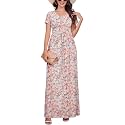 DEARCASE Maxi Dress for Women Short Sleeve Casual Summer Loose Plain Comfy Long Dresses with Pockets