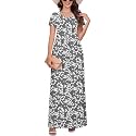 DEARCASE Maxi Dress for Women Short Sleeve Casual Summer Loose Plain Comfy Long Dresses with Pockets