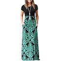 DEARCASE Maxi Dress for Women Short Sleeve Casual Summer Loose Plain Comfy Long Dresses with Pockets