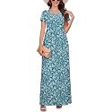 DEARCASE Maxi Dress for Women Short Sleeve Casual Summer Loose Plain Comfy Long Dresses with Pockets