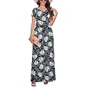 DEARCASE Maxi Dress for Women Short Sleeve Casual Summer Loose Plain Comfy Long Dresses with Pockets