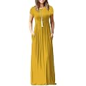 DEARCASE Maxi Dress for Women Short Sleeve Casual Summer Loose Plain Comfy Long Dresses with Pockets