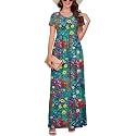 DEARCASE Maxi Dress for Women Short Sleeve Casual Summer Loose Plain Comfy Long Dresses with Pockets