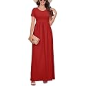 DEARCASE Maxi Dress for Women Short Sleeve Casual Summer Loose Plain Comfy Long Dresses with Pockets