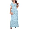 DEARCASE Maxi Dress for Women Short Sleeve Casual Summer Loose Plain Comfy Long Dresses with Pockets
