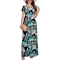 DEARCASE Maxi Dress for Women Short Sleeve Casual Summer Loose Plain Comfy Long Dresses with Pockets