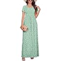 DEARCASE Maxi Dress for Women Short Sleeve Casual Summer Loose Plain Comfy Long Dresses with Pockets