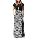 DEARCASE Maxi Dress for Women Short Sleeve Casual Summer Loose Plain Comfy Long Dresses with Pockets