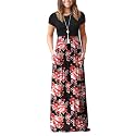 DEARCASE Maxi Dress for Women Short Sleeve Casual Summer Loose Plain Comfy Long Dresses with Pockets