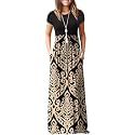 DEARCASE Maxi Dress for Women Short Sleeve Casual Summer Loose Plain Comfy Long Dresses with Pockets