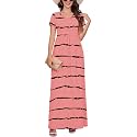 DEARCASE Maxi Dress for Women Short Sleeve Casual Summer Loose Plain Comfy Long Dresses with Pockets