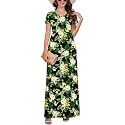 DEARCASE Maxi Dress for Women Short Sleeve Casual Summer Loose Plain Comfy Long Dresses with Pockets