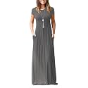DEARCASE Maxi Dress for Women Short Sleeve Casual Summer Loose Plain Comfy Long Dresses with Pockets