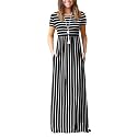 DEARCASE Maxi Dress for Women Short Sleeve Casual Summer Loose Plain Comfy Long Dresses with Pockets