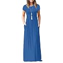 DEARCASE Maxi Dress for Women Short Sleeve Casual Summer Loose Plain Comfy Long Dresses with Pockets