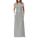 DEARCASE Maxi Dress for Women Short Sleeve Casual Summer Loose Plain Comfy Long Dresses with Pockets