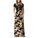DEARCASE Maxi Dress for Women Short Sleeve Casual Summer Loose Plain Comfy Long Dresses with Pockets