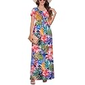 DEARCASE Maxi Dress for Women Short Sleeve Casual Summer Loose Plain Comfy Long Dresses with Pockets