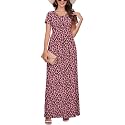 DEARCASE Maxi Dress for Women Short Sleeve Casual Summer Loose Plain Comfy Long Dresses with Pockets