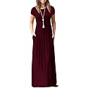 DEARCASE Maxi Dress for Women Short Sleeve Casual Summer Loose Plain Comfy Long Dresses with Pockets